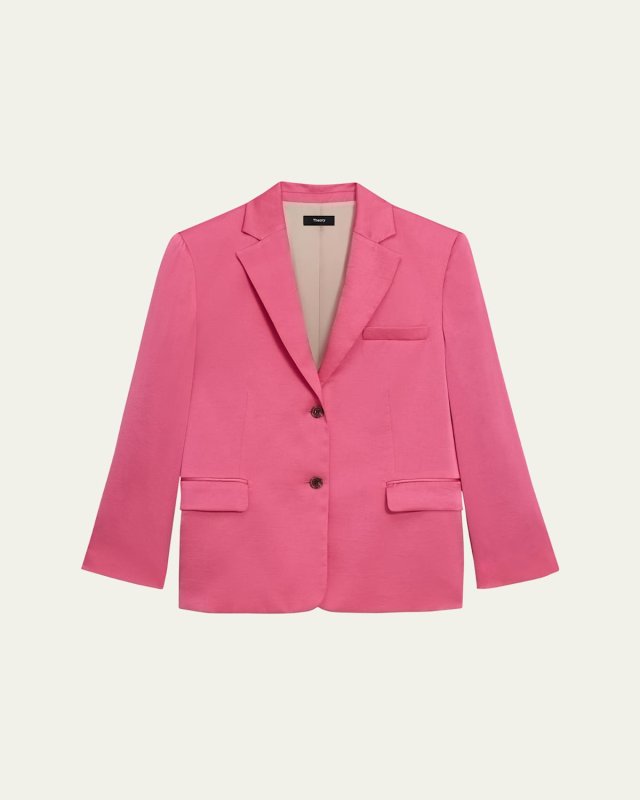 Crushed Satin Two-Button Blazer